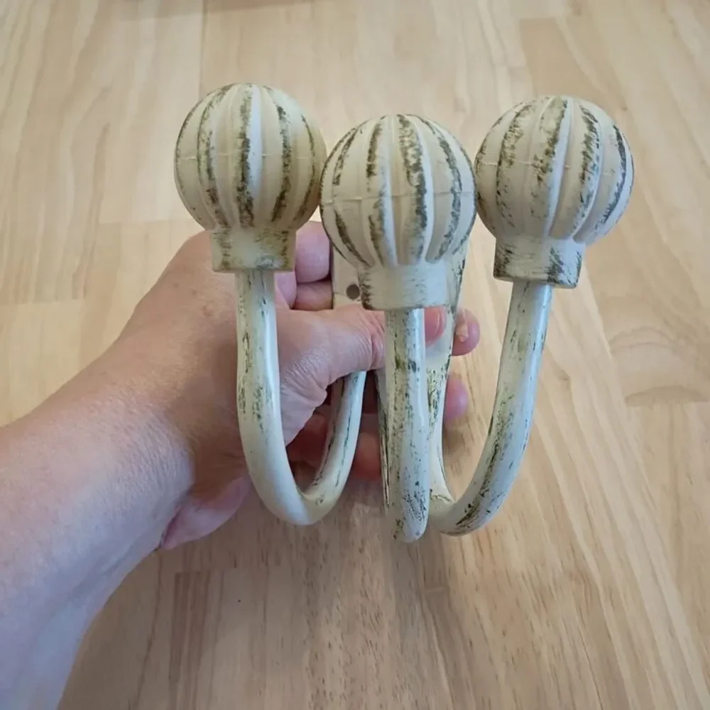 Set of 3 Metal Window Curtain Rods or Coat Hooks Farmhouse Country Decor